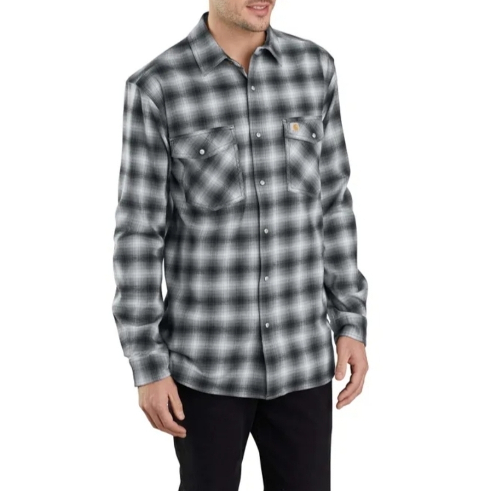 Carhartt Hamilton Relaxed Fit Snap Front Shirt Grey